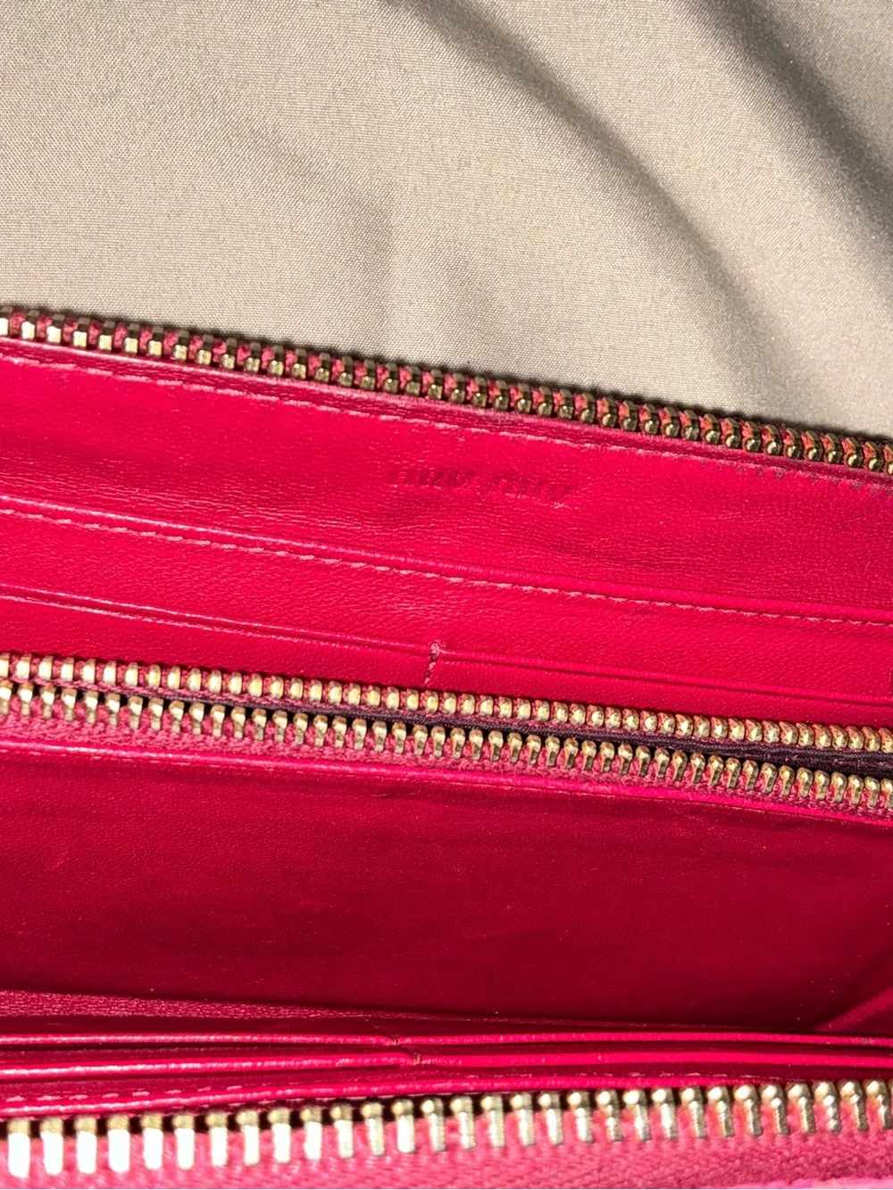 Miu Miu Croc-Embossed Zip Leather Continental Wallet in Fuchsia Pink